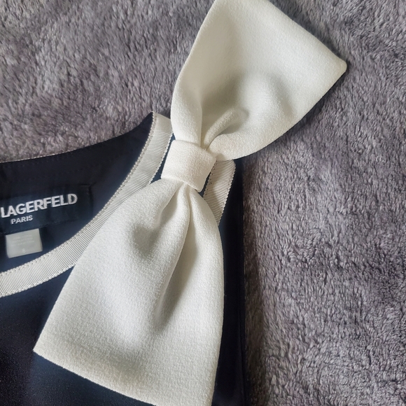 KARL LAGERFELD PARIS Sleeveless Bow-Detail Dress, Size 8 - Picture 6 of 7